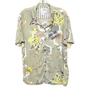 Denim & Flower Ricky Singh Rabbit Floral Button Shirt Mens L Viscose Vacation